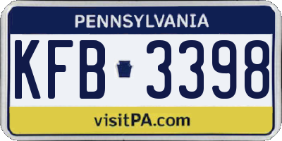 PA license plate KFB3398