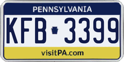 PA license plate KFB3399