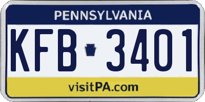 PA license plate KFB3401