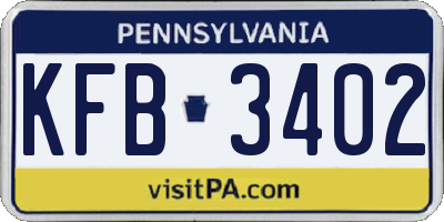 PA license plate KFB3402