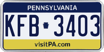 PA license plate KFB3403