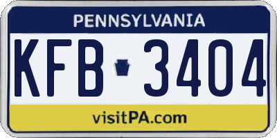 PA license plate KFB3404