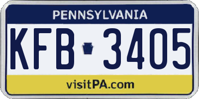 PA license plate KFB3405