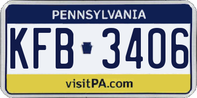 PA license plate KFB3406
