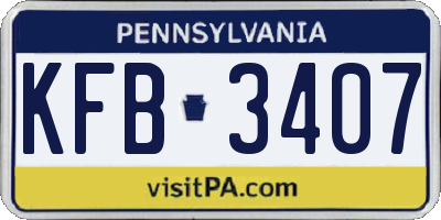 PA license plate KFB3407