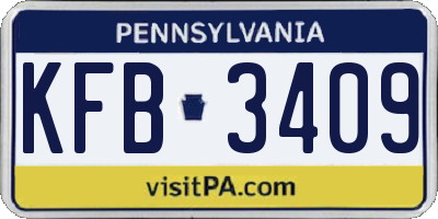 PA license plate KFB3409