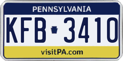 PA license plate KFB3410