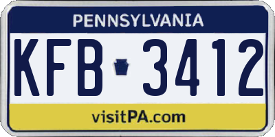 PA license plate KFB3412