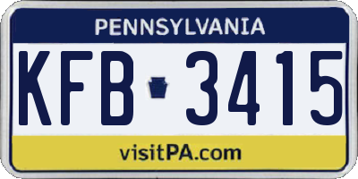 PA license plate KFB3415