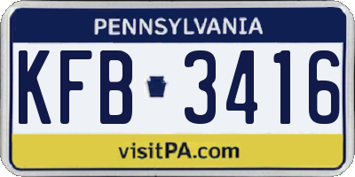 PA license plate KFB3416