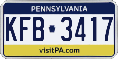 PA license plate KFB3417