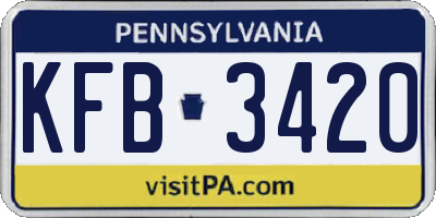 PA license plate KFB3420