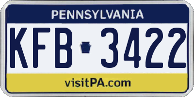 PA license plate KFB3422