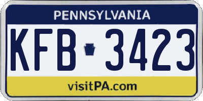 PA license plate KFB3423