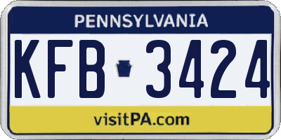 PA license plate KFB3424