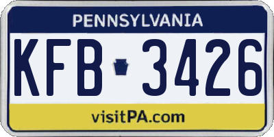 PA license plate KFB3426