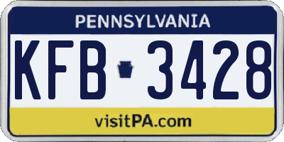 PA license plate KFB3428