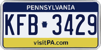PA license plate KFB3429