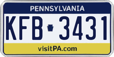 PA license plate KFB3431