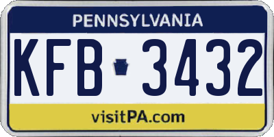 PA license plate KFB3432