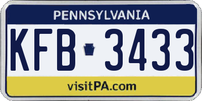PA license plate KFB3433