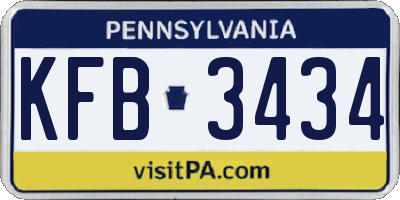 PA license plate KFB3434