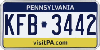 PA license plate KFB3442