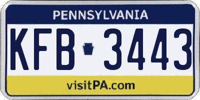 PA license plate KFB3443