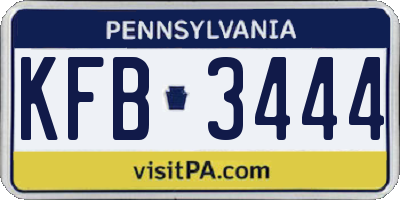 PA license plate KFB3444