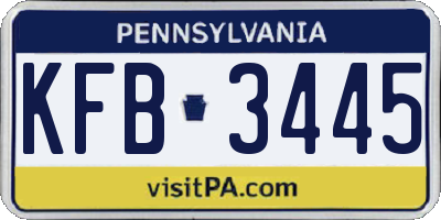 PA license plate KFB3445