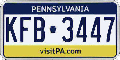 PA license plate KFB3447