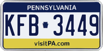 PA license plate KFB3449