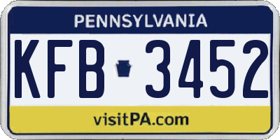 PA license plate KFB3452