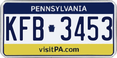 PA license plate KFB3453