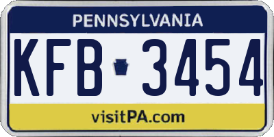 PA license plate KFB3454