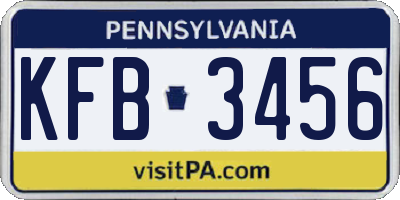 PA license plate KFB3456