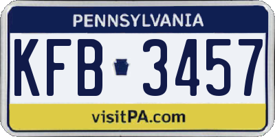 PA license plate KFB3457