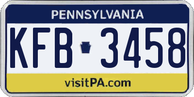PA license plate KFB3458