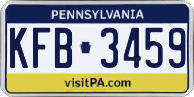 PA license plate KFB3459