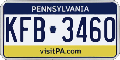 PA license plate KFB3460