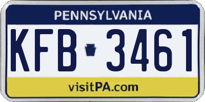 PA license plate KFB3461