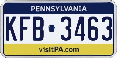 PA license plate KFB3463