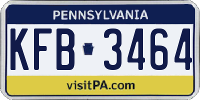 PA license plate KFB3464