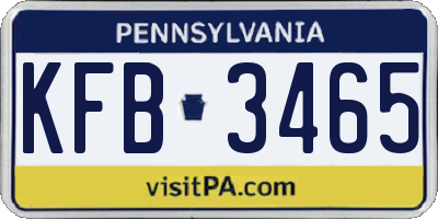 PA license plate KFB3465