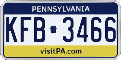 PA license plate KFB3466