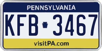 PA license plate KFB3467