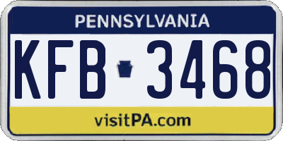 PA license plate KFB3468