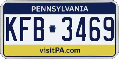 PA license plate KFB3469