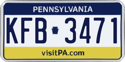 PA license plate KFB3471