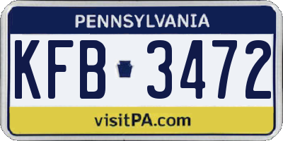 PA license plate KFB3472